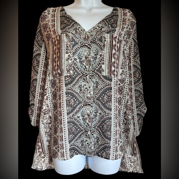 BKE Tops - BKE BOHO PRINT BLOUSE